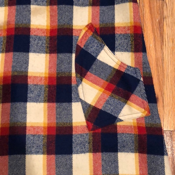Vintage Asian label flannel plaid a-line jumper M - Picture 3 of 4